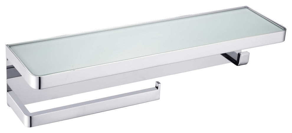 Bagno Bianca Glass Shelf, Towel Bar, Robe Hook, Chrome