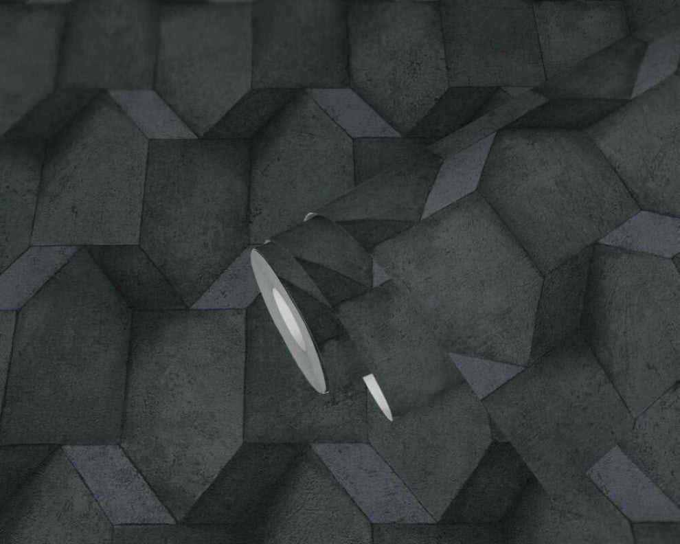 Textured Wallpaper Modern Featuring 3D Geometric Structure, 388272