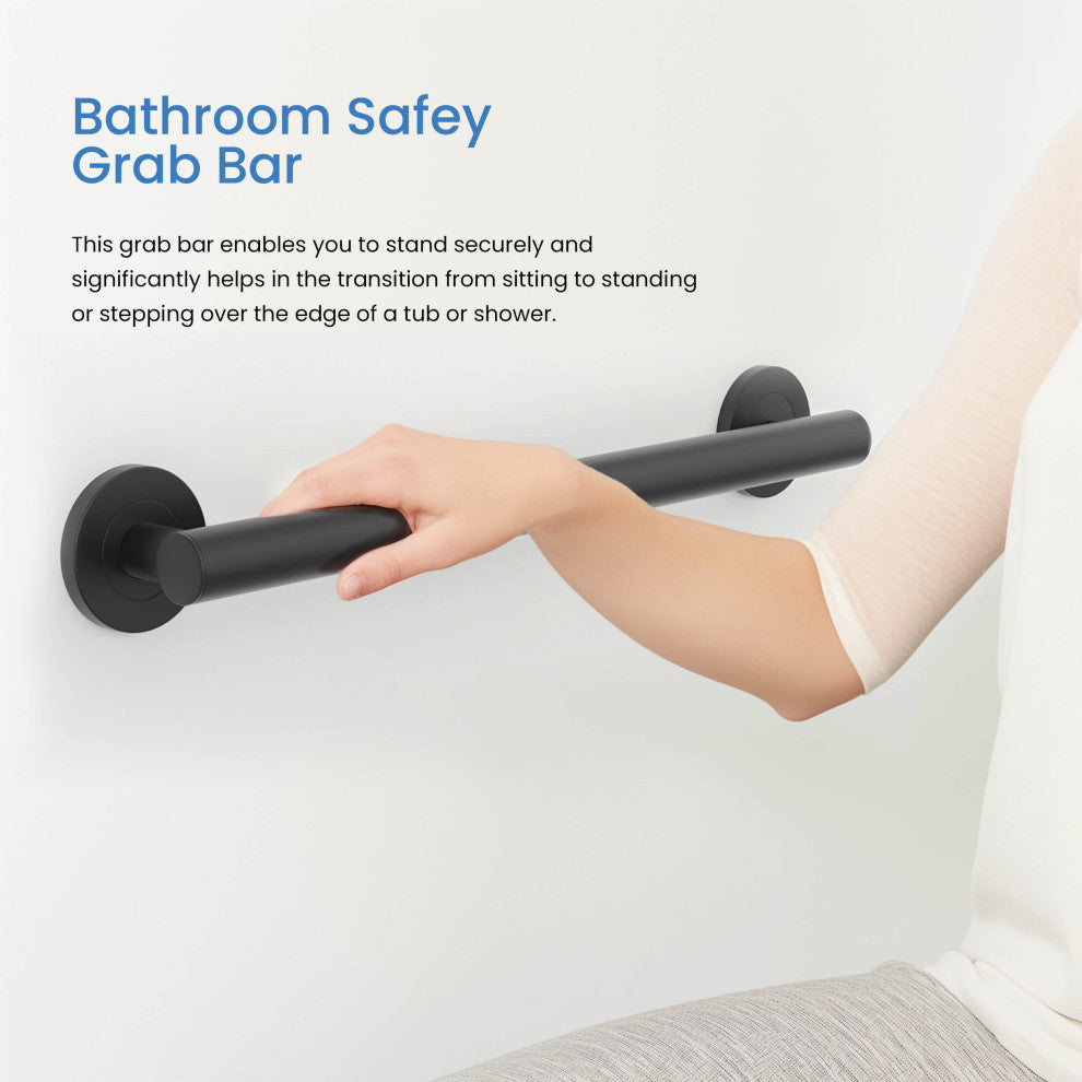 36" Stainless Steel Bathroom Safety Grab Bar, Matte Black
