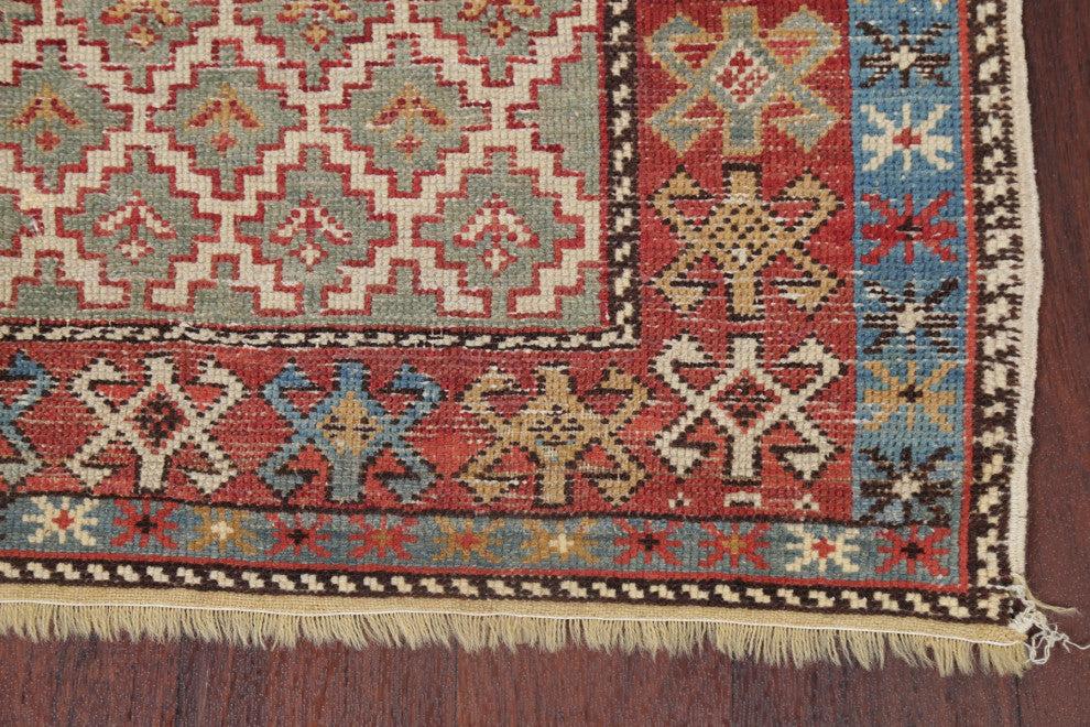 Consigned, Antique Handmade Southwestern Traditional Area Rug, Green, 3x5