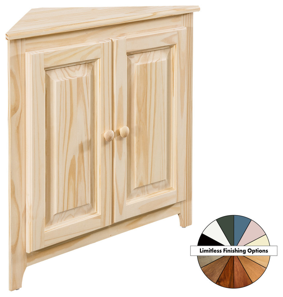 Solid Wood Corner Cabinet, Unfinished