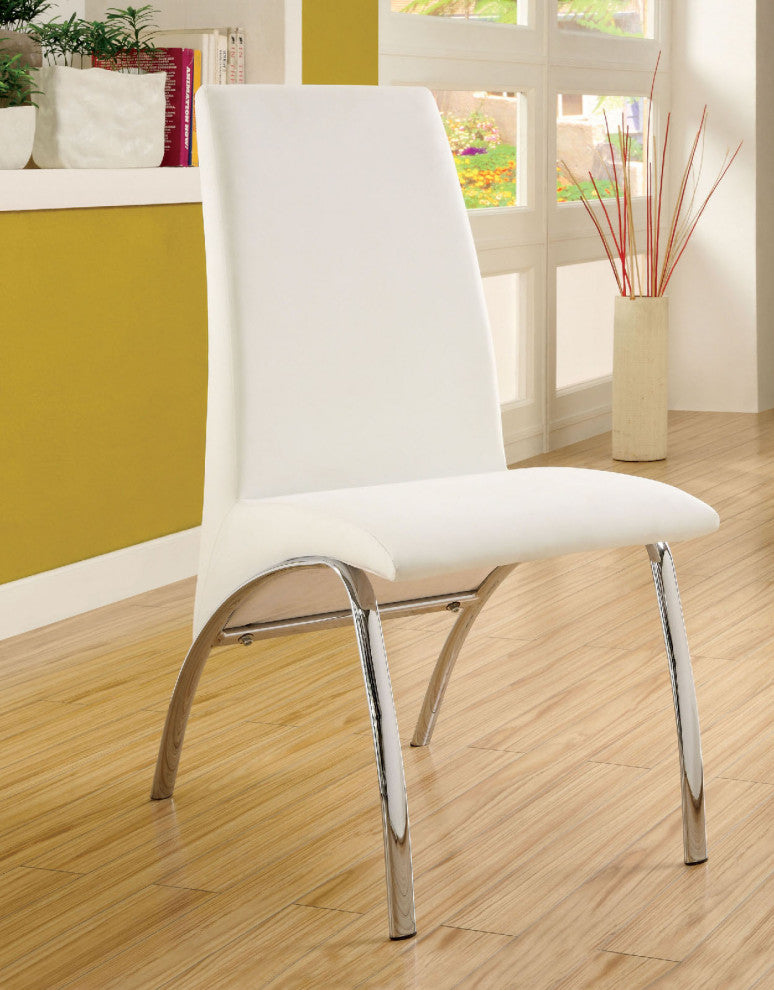 Leatherette Upholstered Side Chair, Set of 2, White