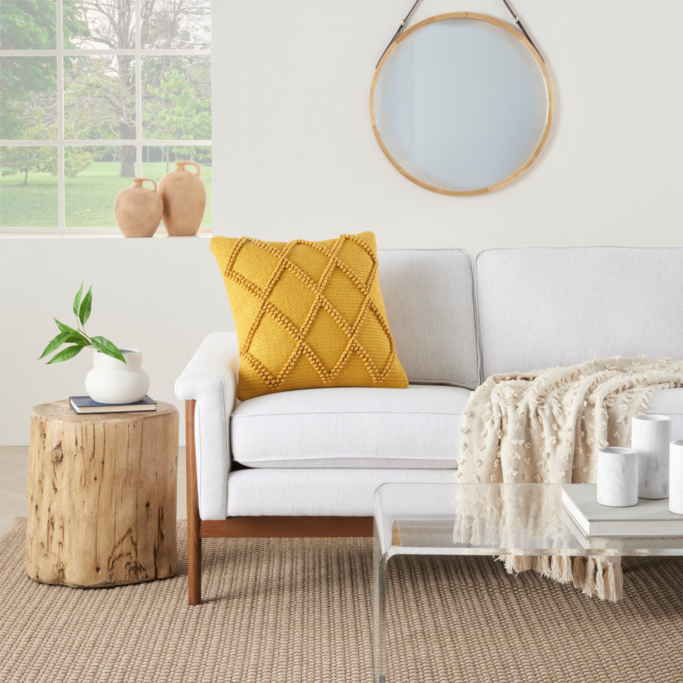 Mina Victory GC101 Throw Pillow, Yellow, 18"X18"