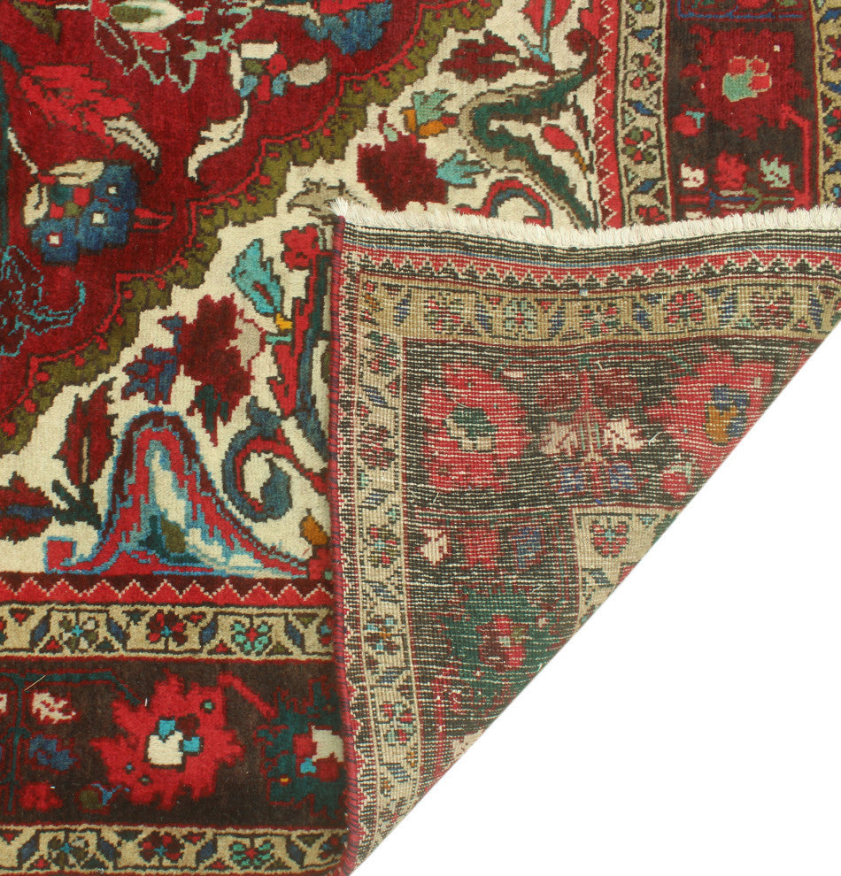 Fine Vintage Distressed Haig Burgundy/Blue Rug, 7'2x10'9