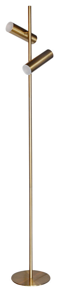 Aged Brass Modern Floor Lamp With Frosted Acrylic