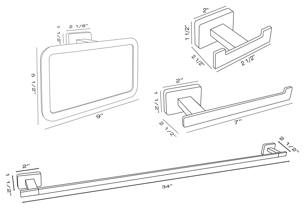 Chicago Series Chrome Bathroom 4 Piece Accessory Set (34)