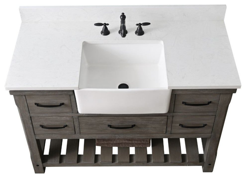 Wesley 48" Bathroom Vanity, Weathered Gray