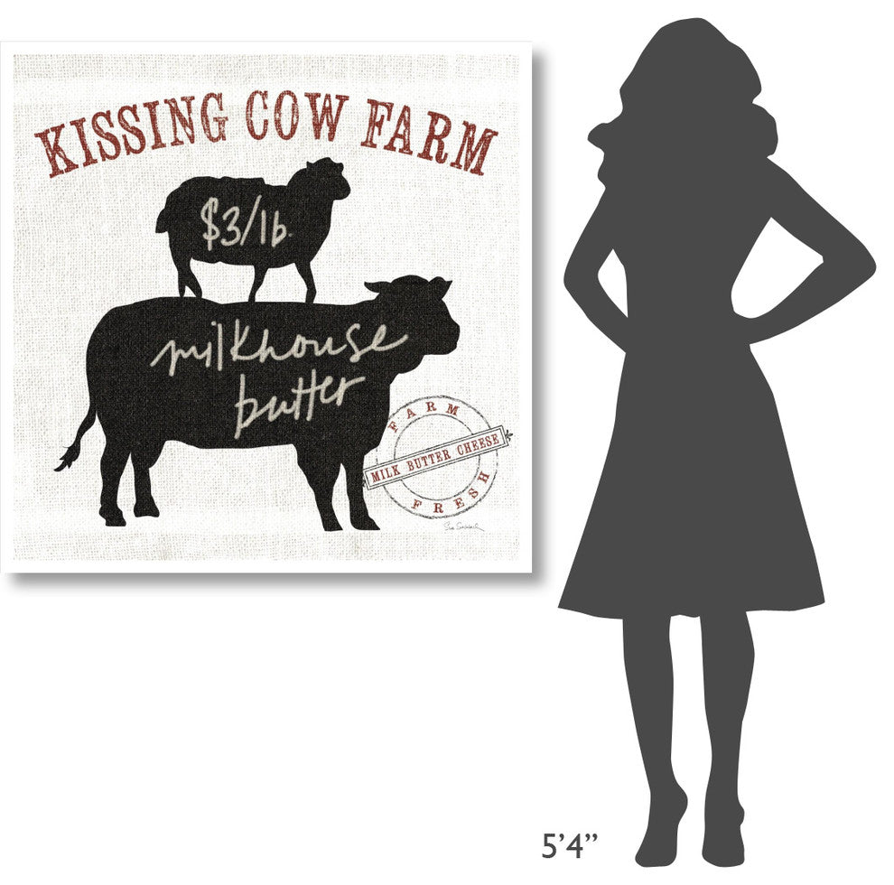 "Farm Linen Cow Black" Digital Paper Print by Sue Schlabach, 42"x42"