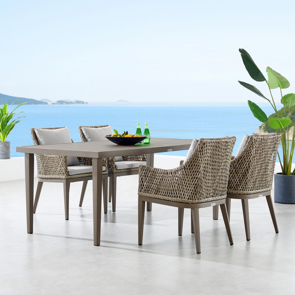 Grenada 5-Piece Gray Aluminum Outdoor Dining Set With Gray Fabric