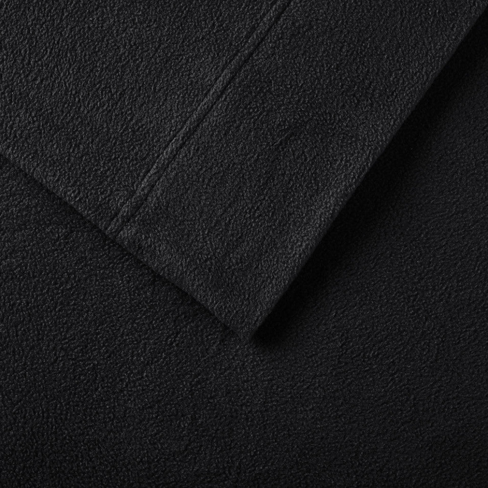 True North by Sleep Philosophy Microfleece Warm Sheet Set, Black, Queen