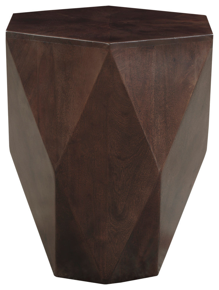 Diamante Oak Veneer End Table, Brown