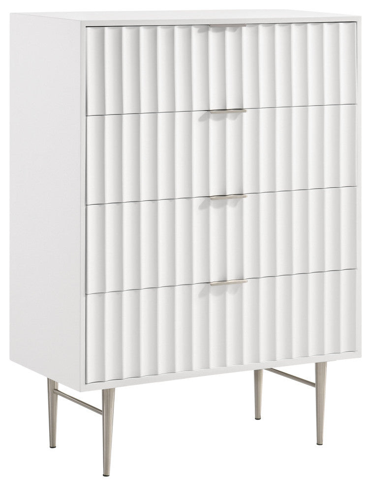 Modernist Medium Gloss Finish Chest, Brushed Chrome