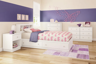 South Shore Litchi Twin Bookcase Headboard, 39'', Pure White