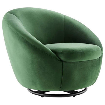 Buttercup Performance Velvet Performance Velvet Swivel Chair - Black Emerald...