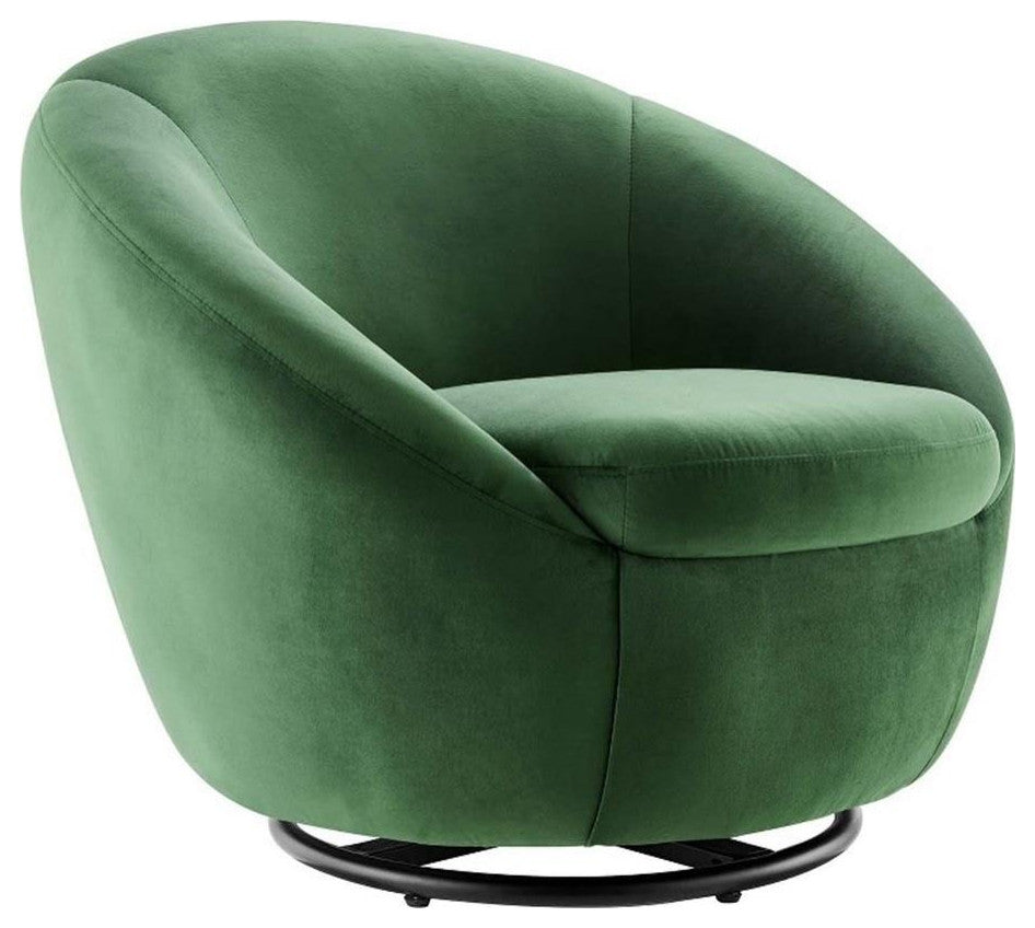 Buttercup Performance Velvet Performance Velvet Swivel Chair - Black Emerald...