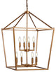 Pagoda Lantern Metal LED Pendant, Antique Gold, Width: 20"