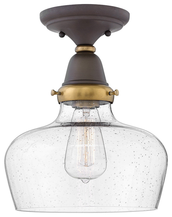 Hinkley Academy Small School House Glass Flush Mount, Oil Rubbed Bronze