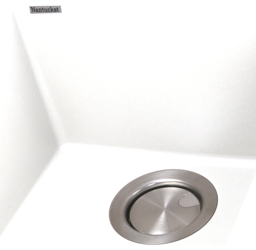 Nantucket Sinks 17" Single Bowl Undermount Granite Composite Bar-Prep Sink, Whit