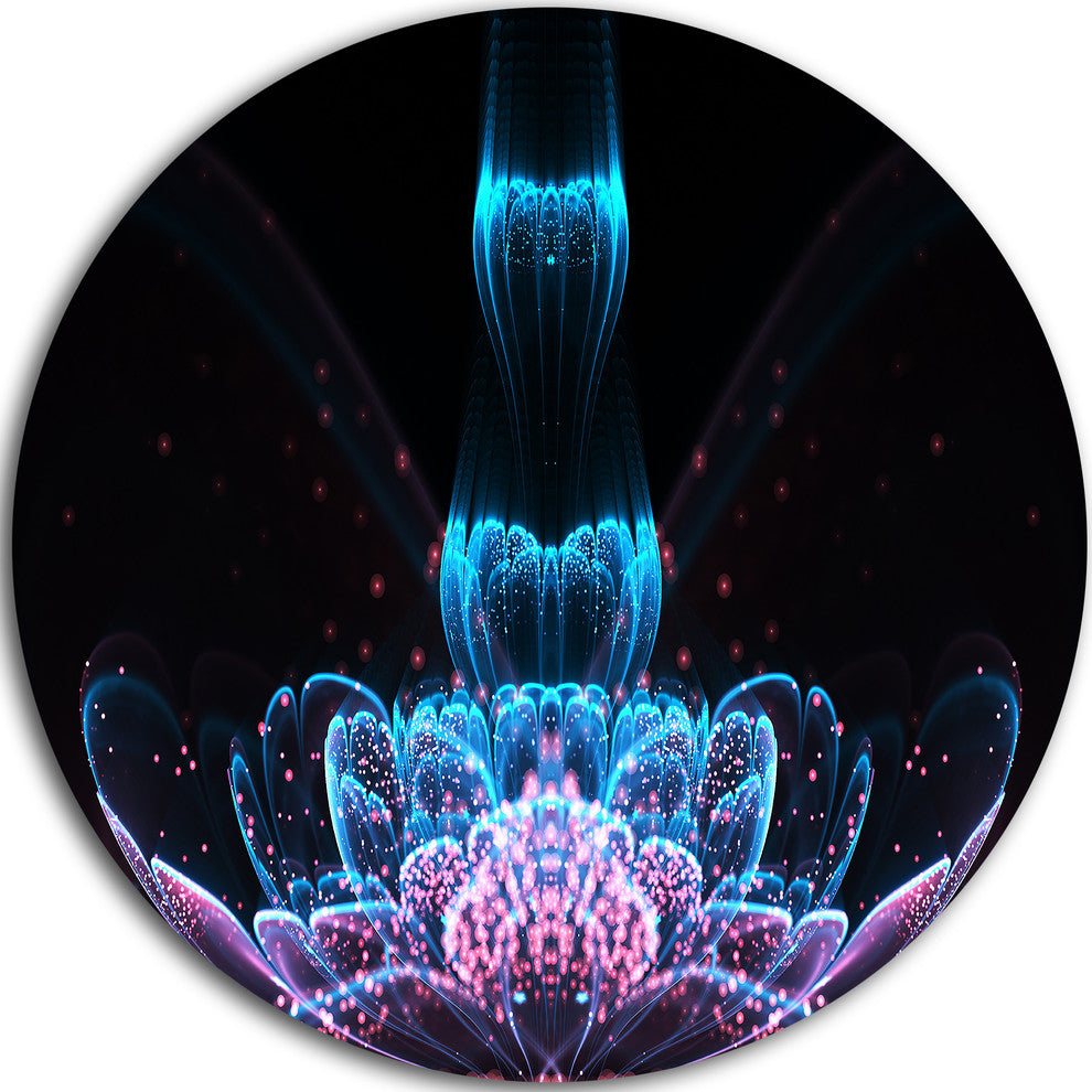 Fractal Flower Blue Purple Digital Art, Floral Disc Metal Wall Art, 11"