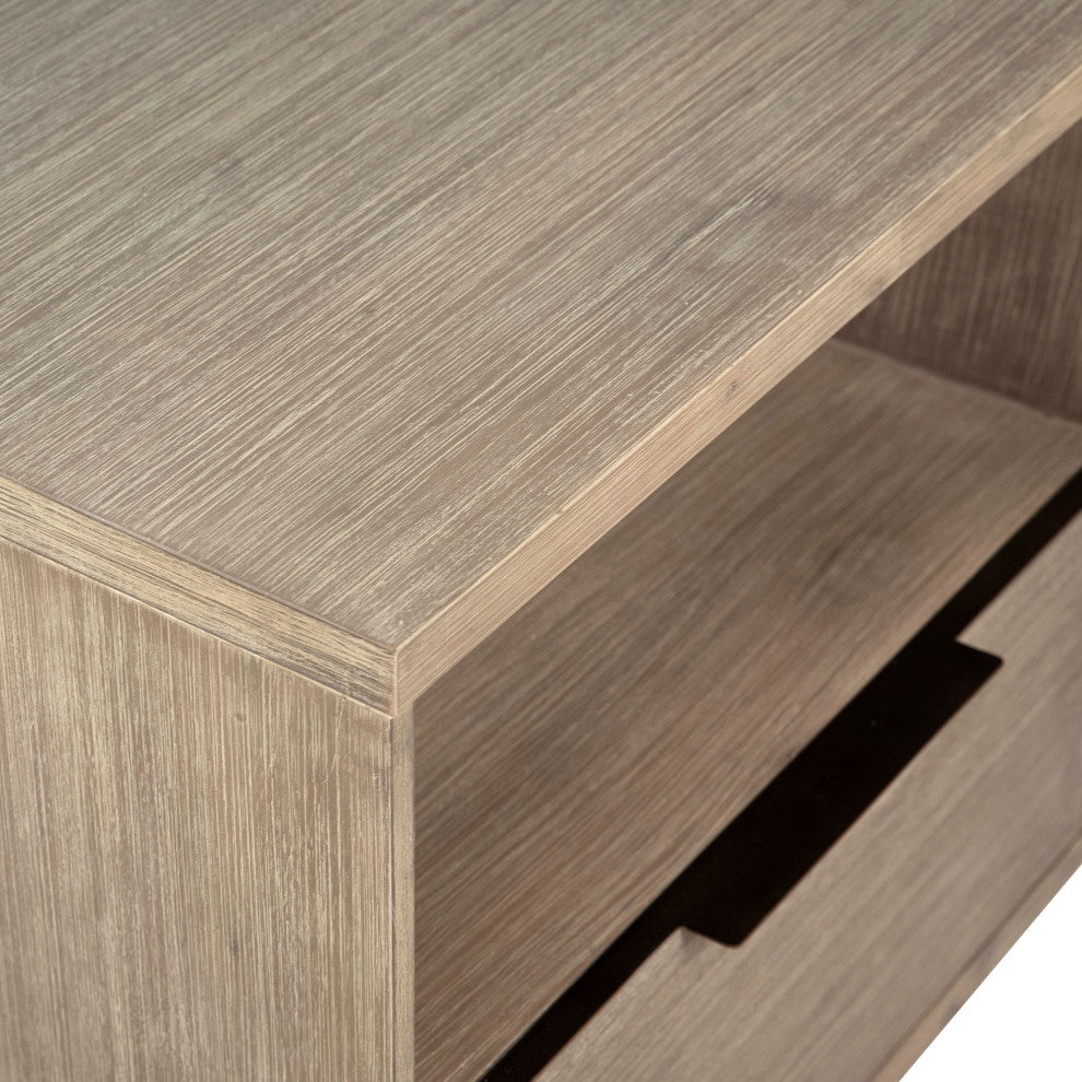 Finn 1-Drawer Storage Nightstand, Light Wash Acacia