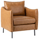 Traditional Leather Armchair With Metal Legs, Camel
