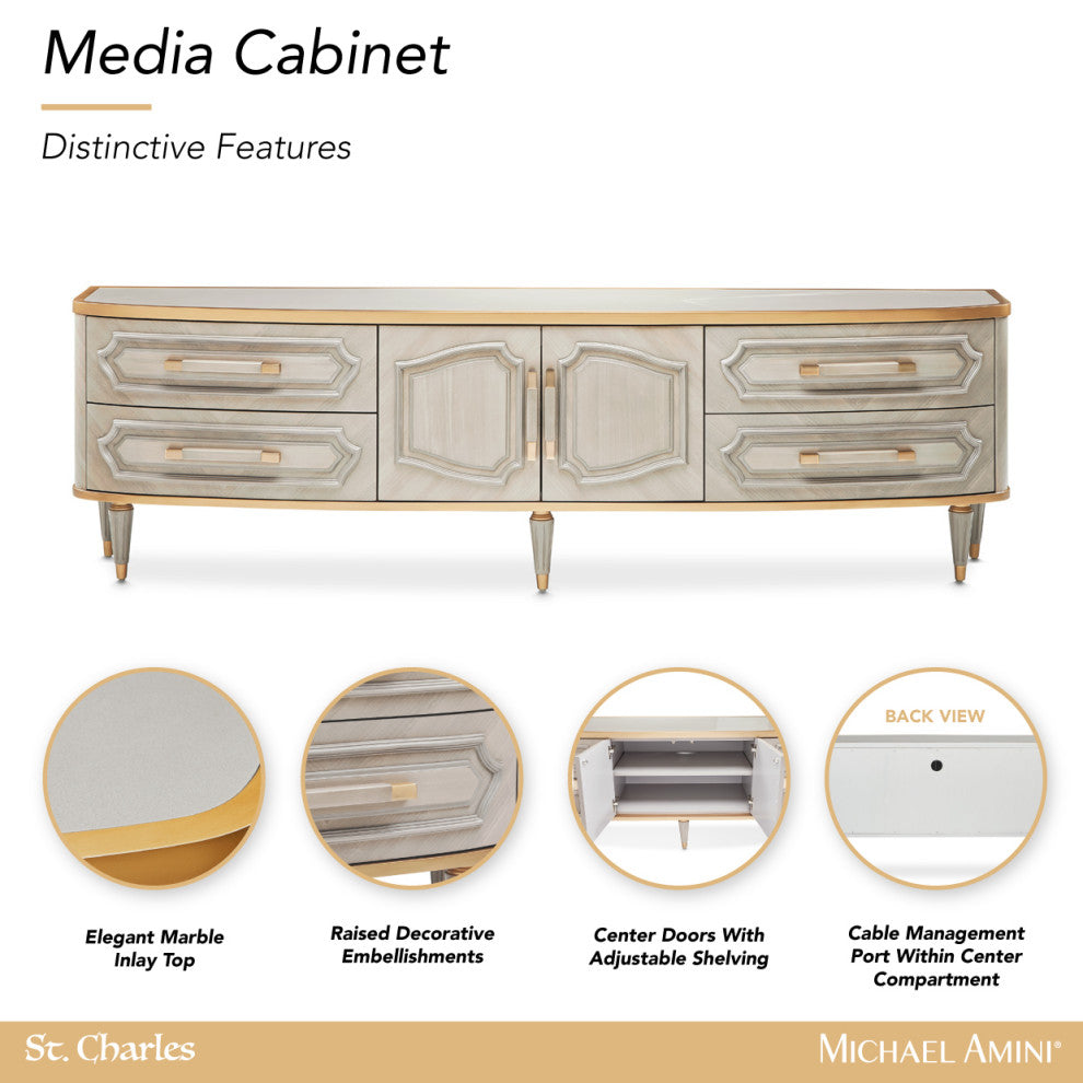 St. Charles Media Cabinet, Dove Gray