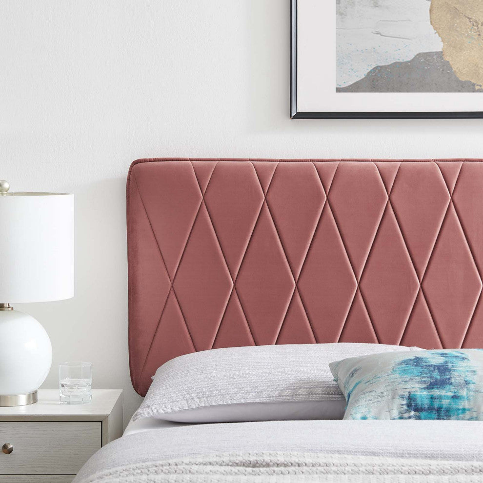 Headboard, King Size, Velvet, Pink, Modern Contemporary, Bedroom Master Suite