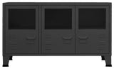 vidaXL Sideboard Industrial Storage Cabinet with Handle Black Metal and Glass