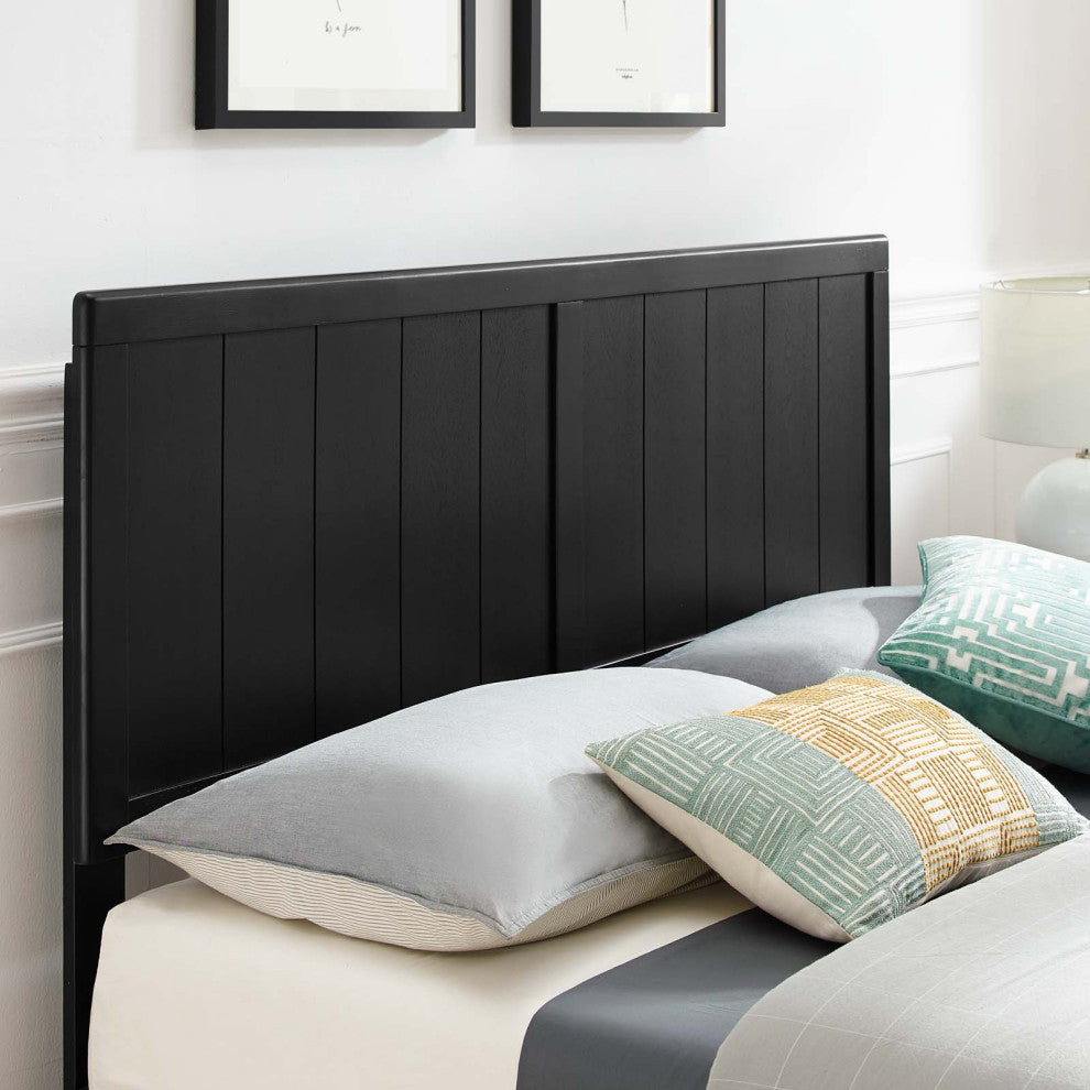 Platform Bed Frame, King Size, Wood, Black, Modern Mid-Century, Bedroom Master