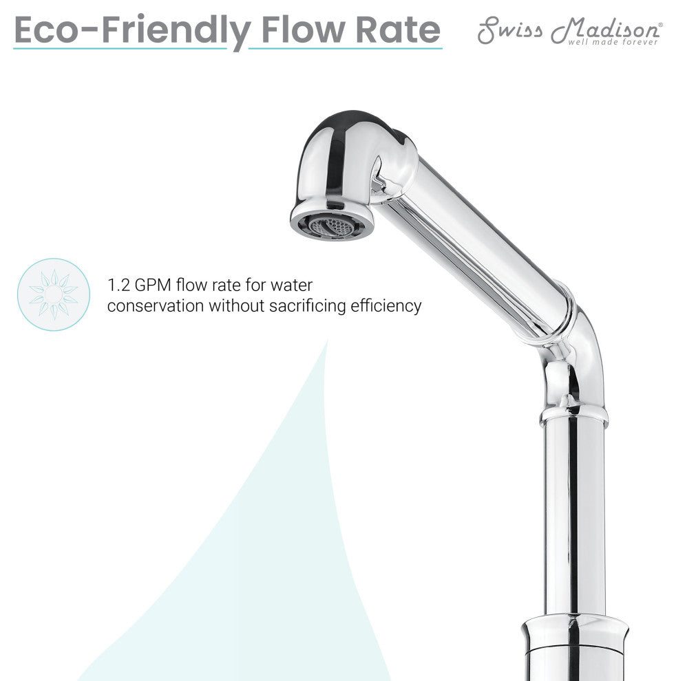 Avallon 8" Widespread, Sleek Handle, Bathroom Faucet, Chrome