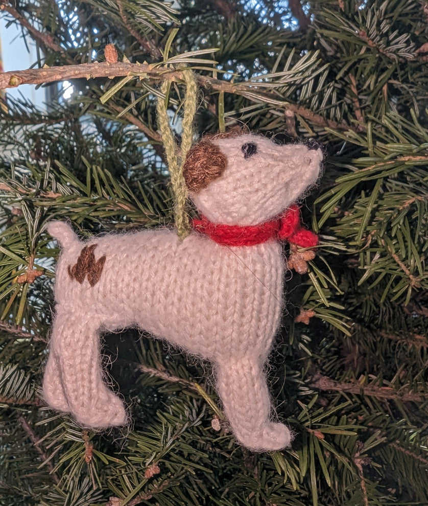 Hand-Knit Jack Russell Terrier Christmas Ornament