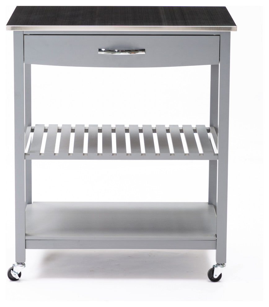 Holland kitchen cart with stainless steel top, gray