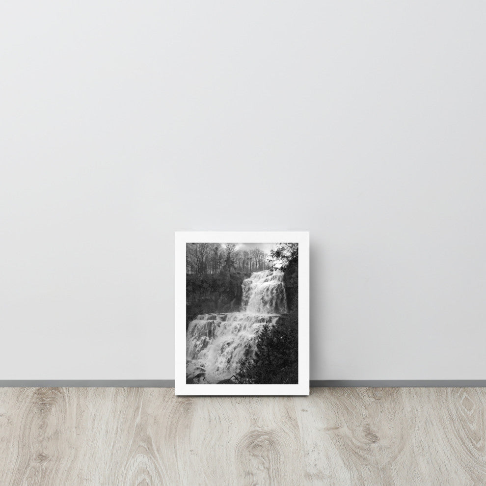 Chittenango Waterfall in Black and White Framed Photo Paper Wall Art Prints, White, 8" X 10"