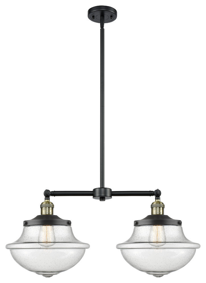 Large Oxford 2-Light Chandelier, Black Antique Brass, Seedy