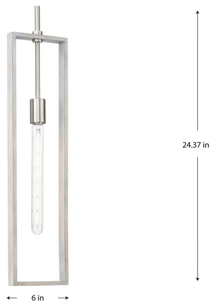 Boundary Collection 1-Light Modern Pendant, Brushed Nickel