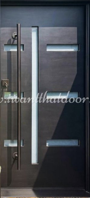 Tokyo 37"X81", Dark Copper, Sandblast Glass, Right Hand Inswing