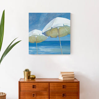 Painted Beach Umbrellas 20x20 Canvas Wall Art