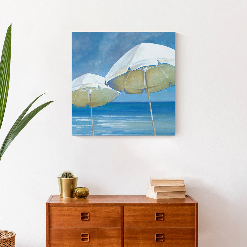Painted Beach Umbrellas 20x20 Canvas Wall Art
