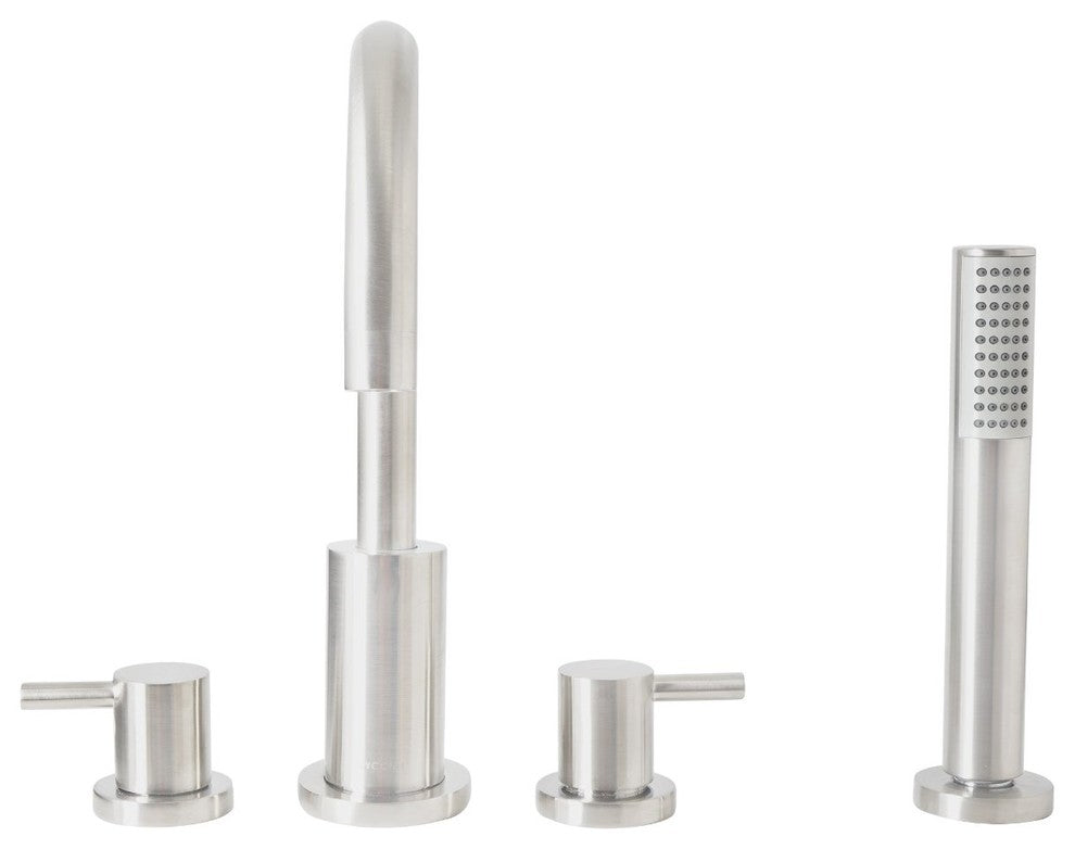 Signature Series 2 Handle Roman Tub Filler Deck Mount with Hand Shower, Brushed