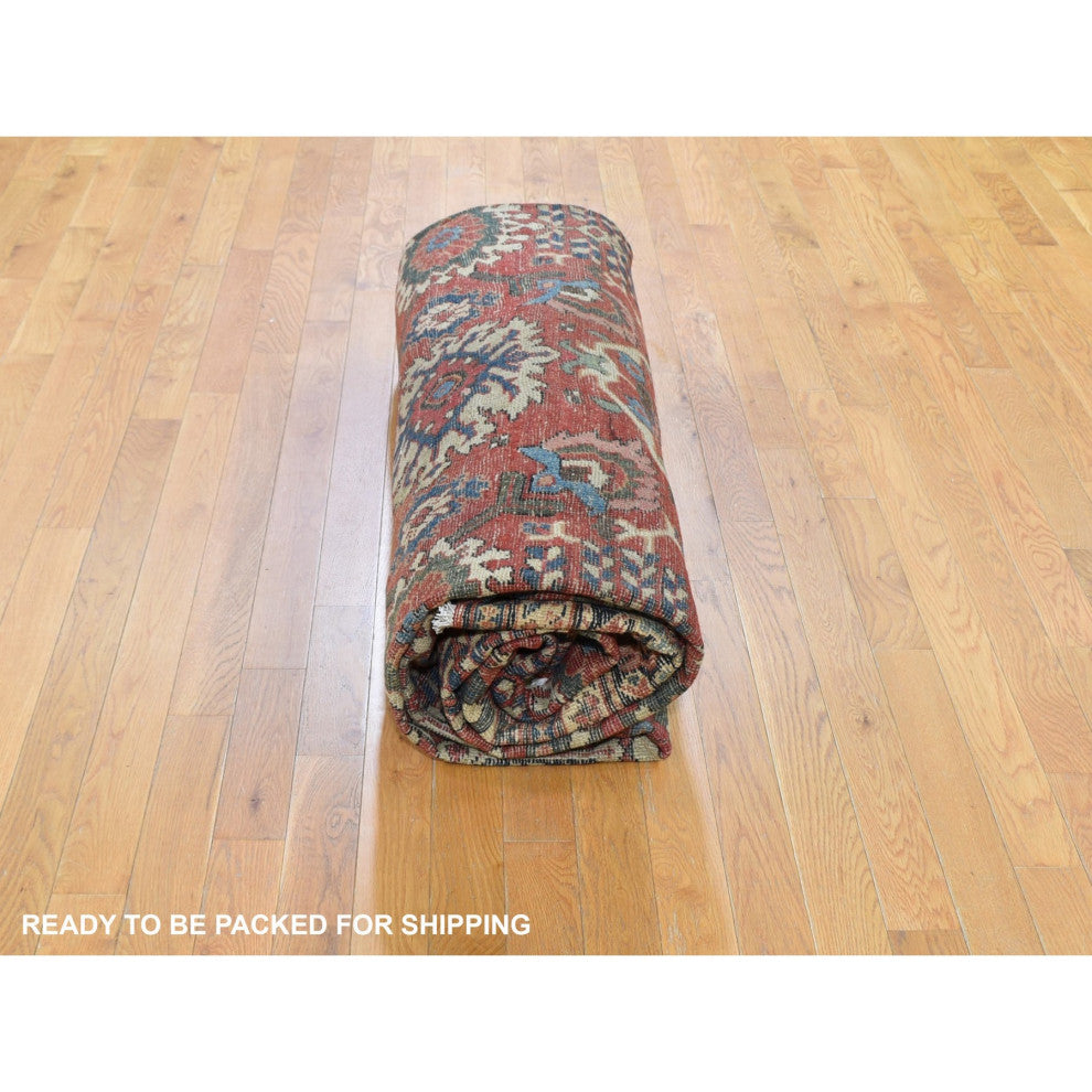 Antique Persian Mahal Good Condition Some Wear Clean Handmade Rug10'10"x13'8"
