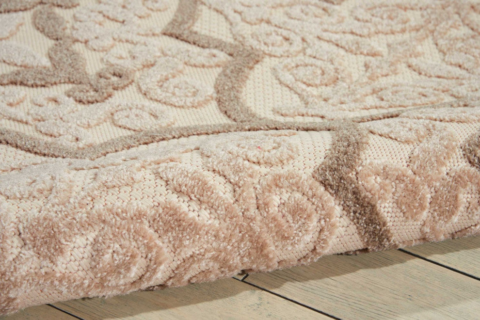 8 x 11 Cream and Beige Trellis Indoor Outdoor Area Rug