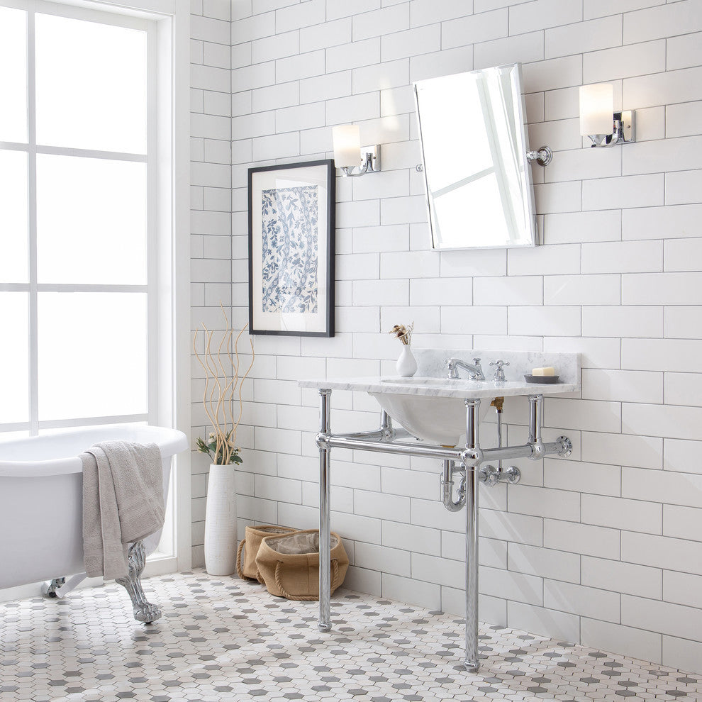 Embassy 30" Wash Stand and P-Trap, Silver