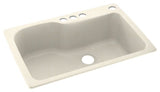 Swan 33x22x10 Solid Surface Kitchen Sink, 4-Hole, Pebble