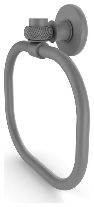 Continental Towel Ring With Twist Accents, Matte Gray