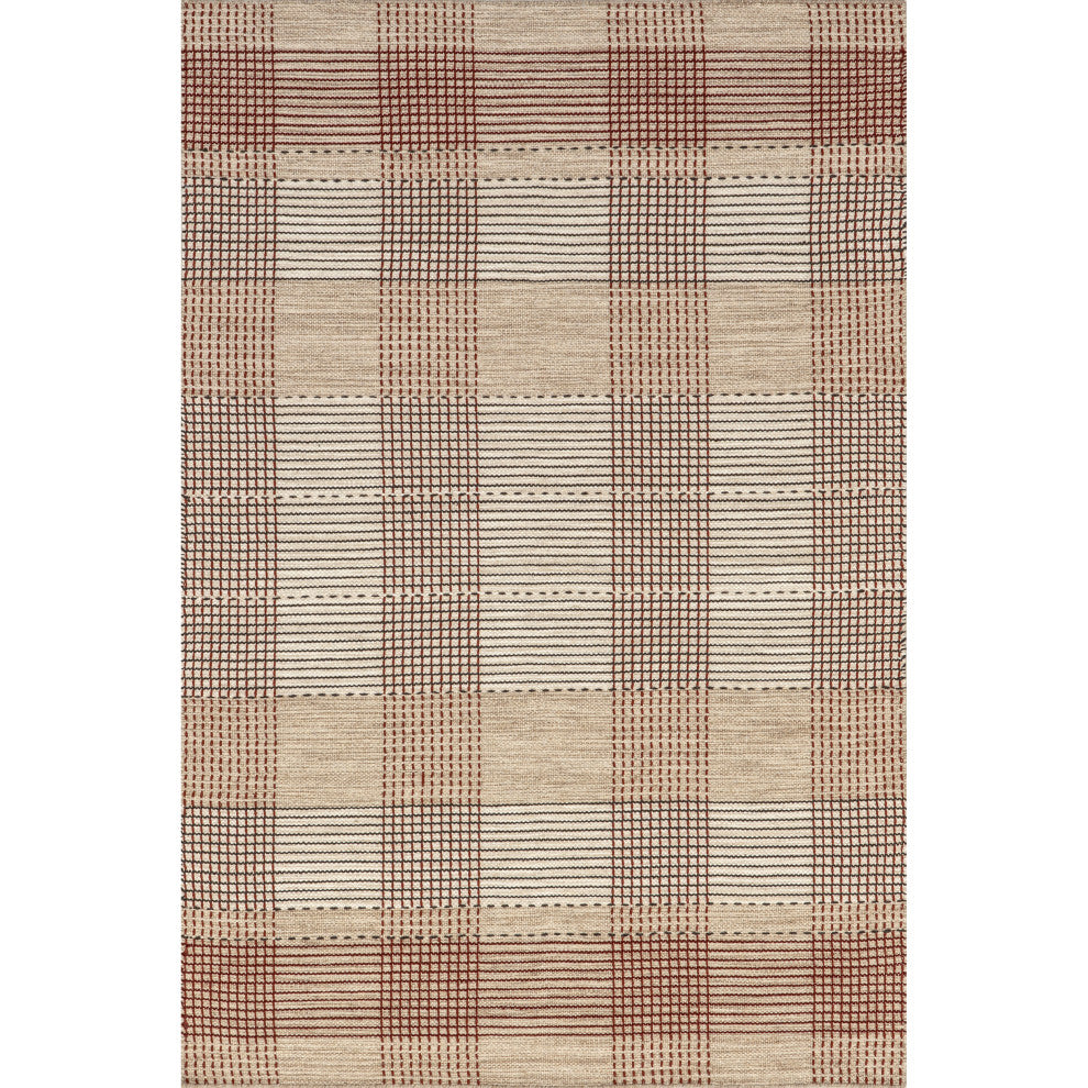 Oregon Plaid Wool Area Rug, Beige 5'x8'