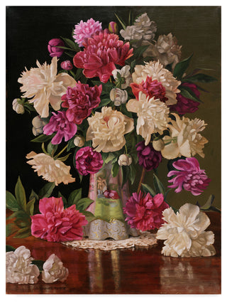 Christopher Pierce 'Red And White Peonies' Canvas Art, 18"x24"
