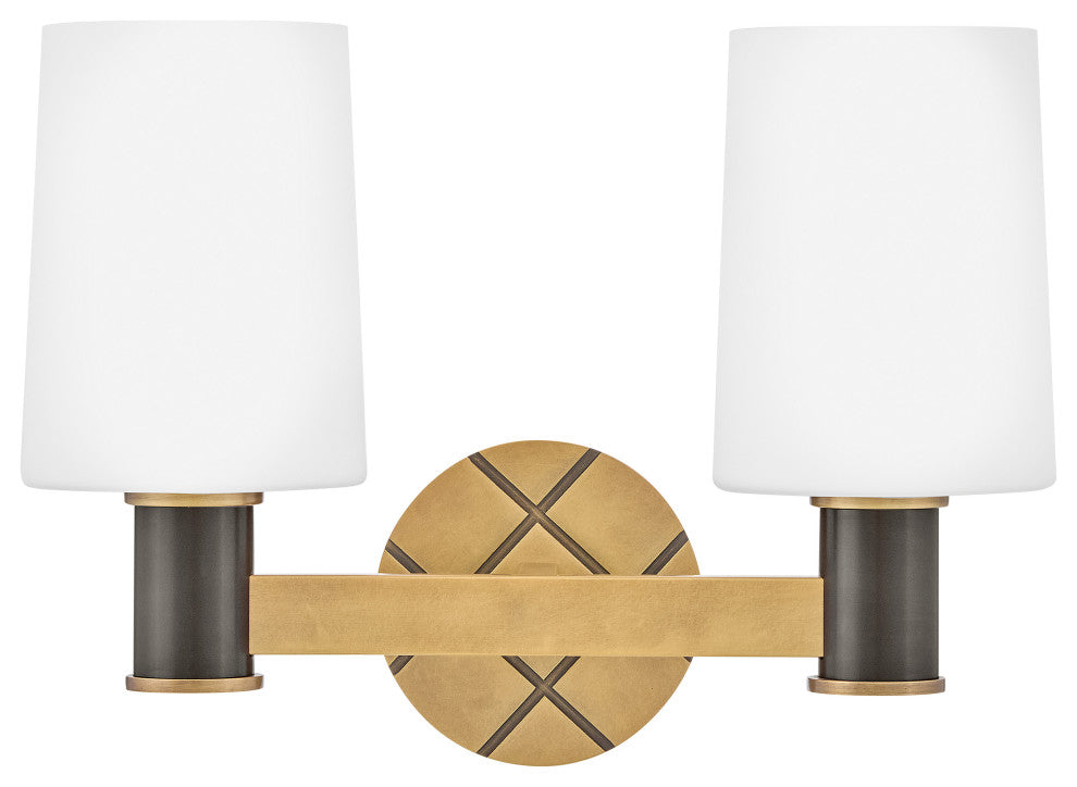 Hinkley Declan Small Two Light Vanity, Heritage Brass