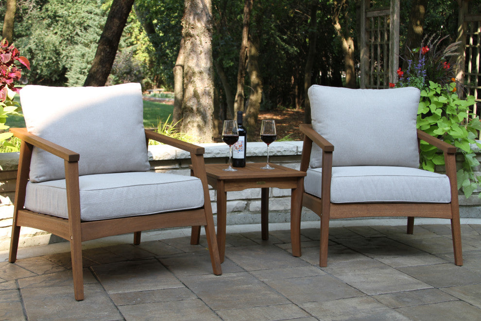 Eucalyptus 3-Piece Modern Seating Group With Square Accent Table