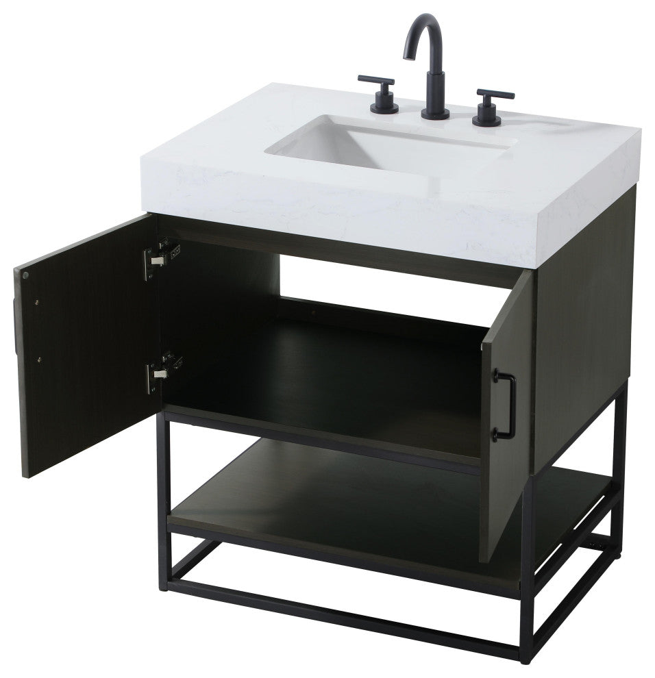 Home Living 30" Single Bathroom Vanity, Mocha Brown