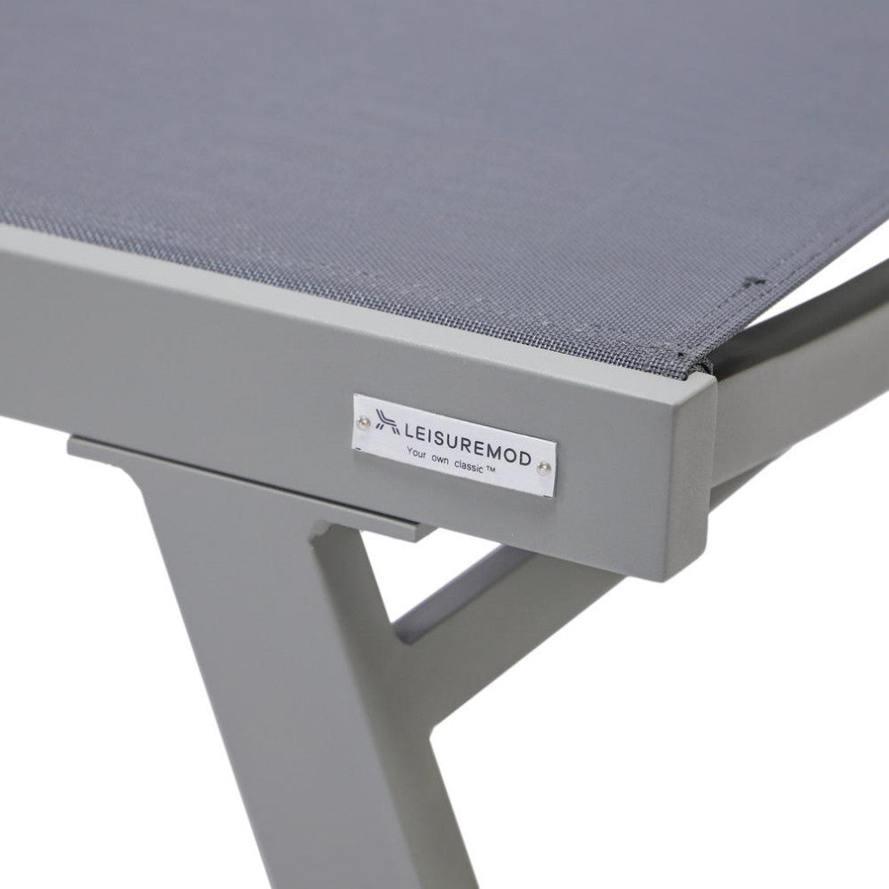 Marlin Patio Chaise Lounge Chair With Armrests in Grey Aluminum Frame, Set of 2